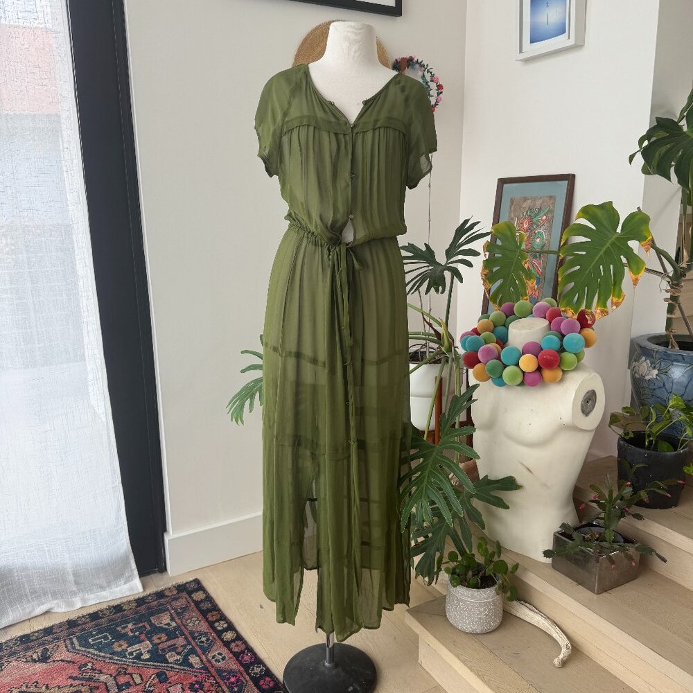 Anthropologie Maeve Green Sheer Midori Duster Cardigan Size X Small XS - Picture 2 of 11